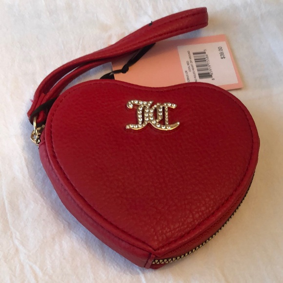 Juicy Couture Cool Red No Rules Heart Zip Around Wristlet JC Logo NWT - Picture 3 of 16
